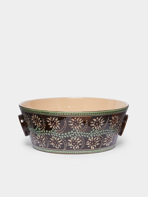 Poterie d’Évires - Flowers Hand-Painted Ceramic Handled Serving Bowl -  - ABASK - 