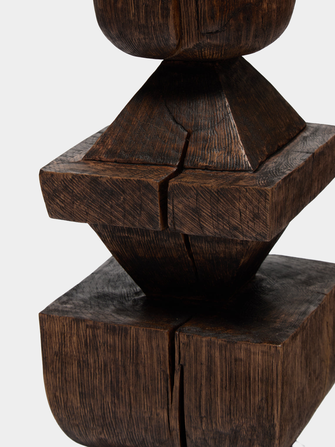 Jamie Gaunt Designs - Totem Hand-Carved Wood Candle Holder - Dark Brown - ABASK