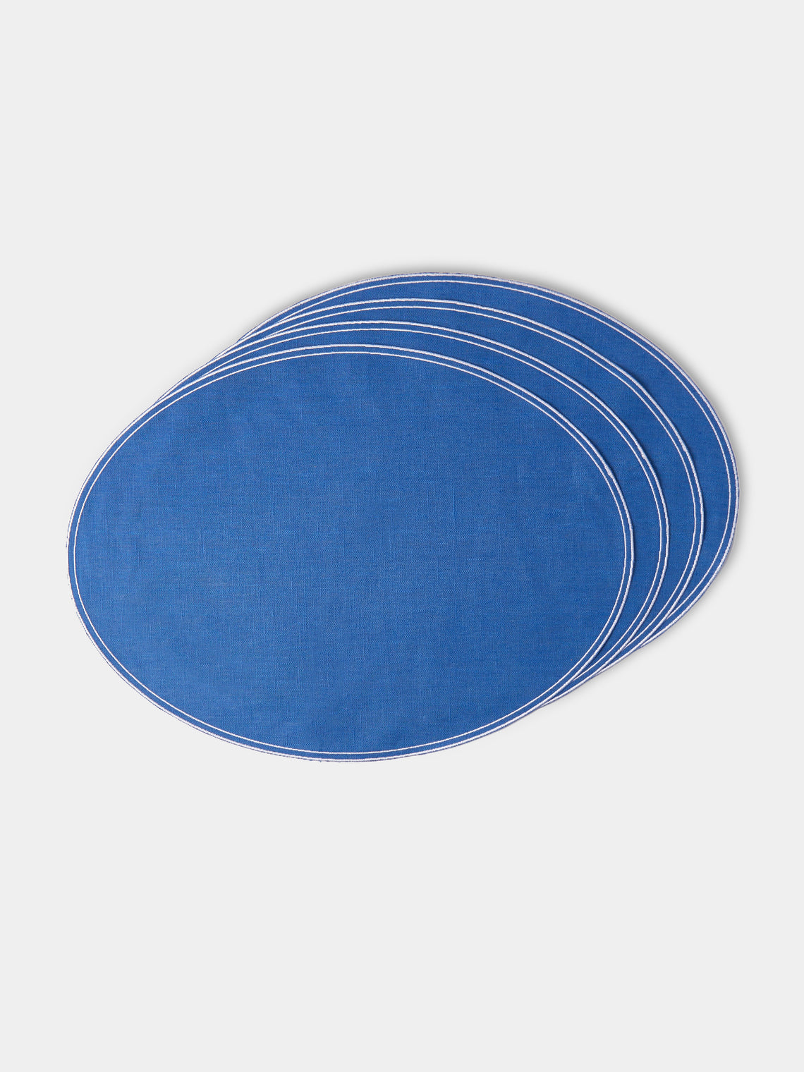 La Gallina Matta - Oval Linen Placemats (Set of 4) - Blue - ABASK
