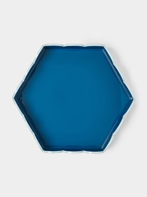 Scarlett And Sallis - Lacquered Wood Large Scalloped Tray -  - ABASK - 