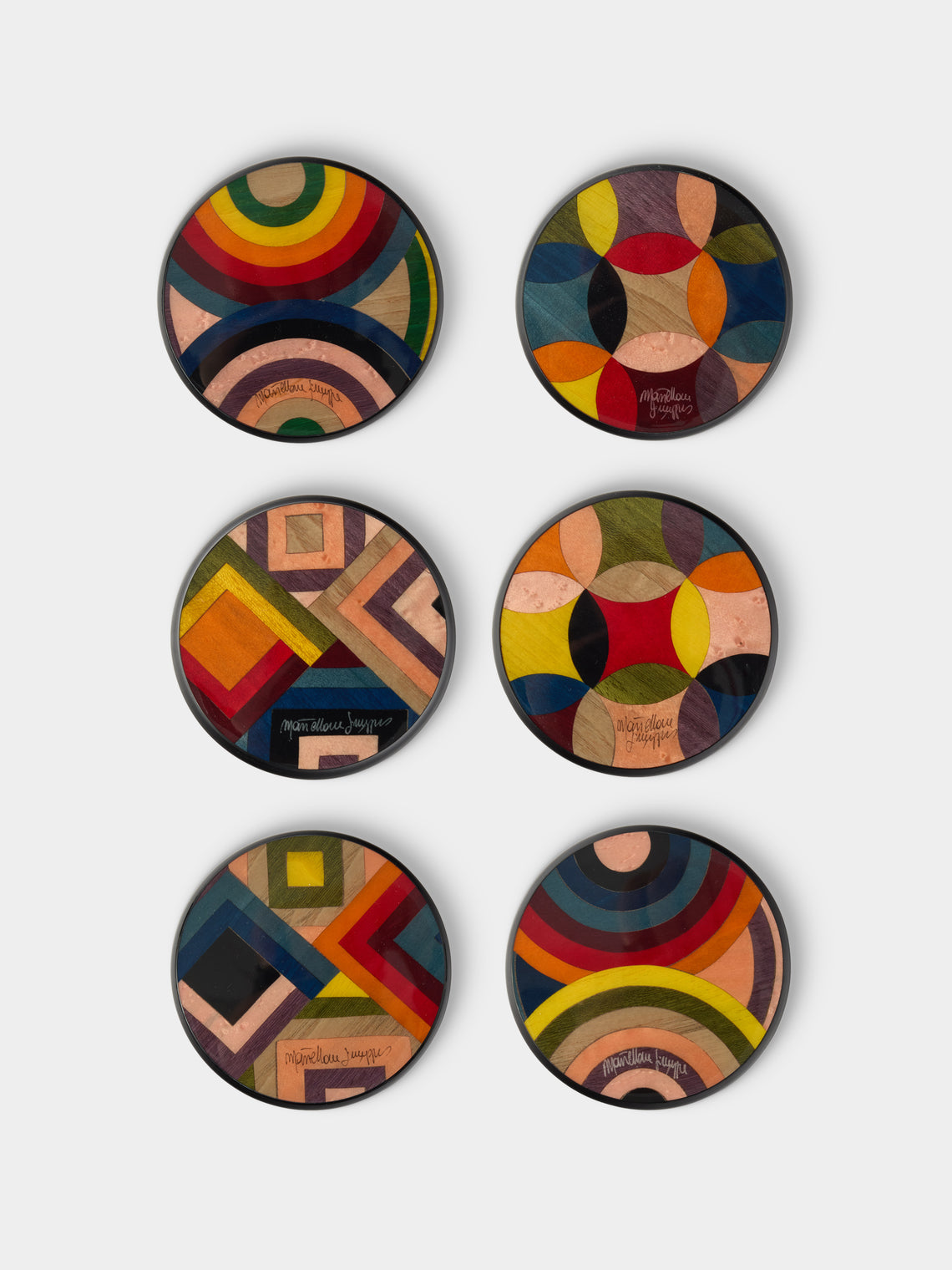 Mastellone Giuseppe - Wood Inlay Coasters (Set of 6) - Multiple - ABASK - 