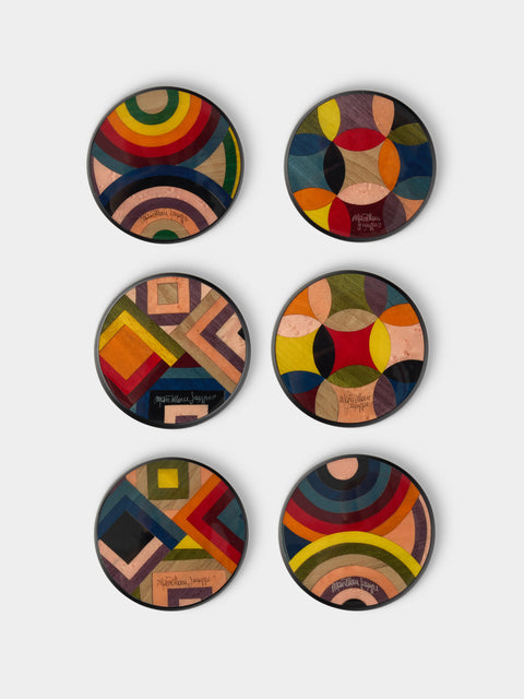 Mastellone Giuseppe - Wood Inlay Coasters (Set of 6) - Multiple - ABASK - 