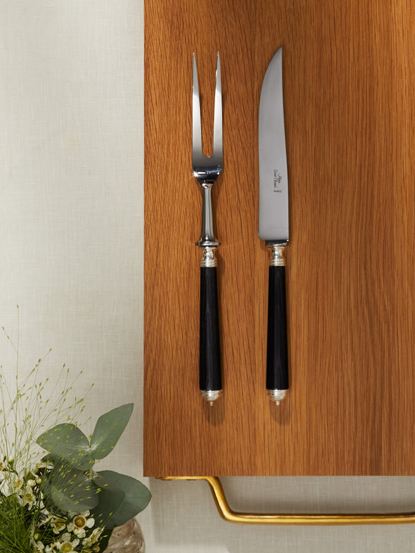 Alain Saint-Joanis - Marbella Ebony Carving Knife and Fork -  - ABASK