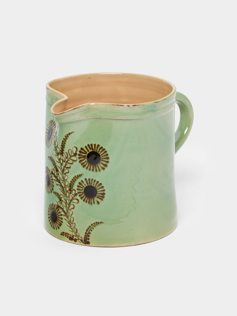 Poterie d’Évires - Flowers Hand-Painted Ceramic Straight-Edge Jug -  - ABASK - 