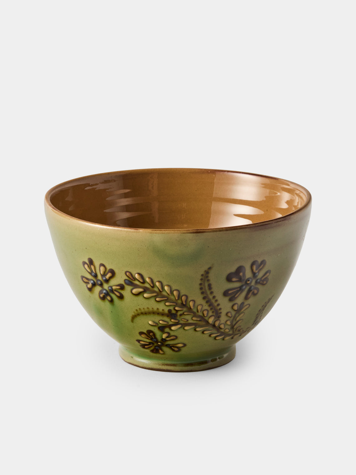Poterie d’Évires - Flowers Hand-Painted Ceramic Grand Bowls (Set of 4) - Green - ABASK