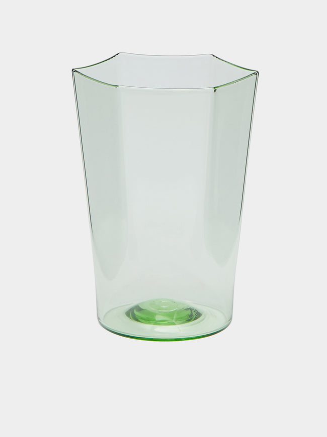 Yali Glass - Venexia Hand-Blown Murano Glass Medium Highballs (Set of 2) - Green - ABASK- 