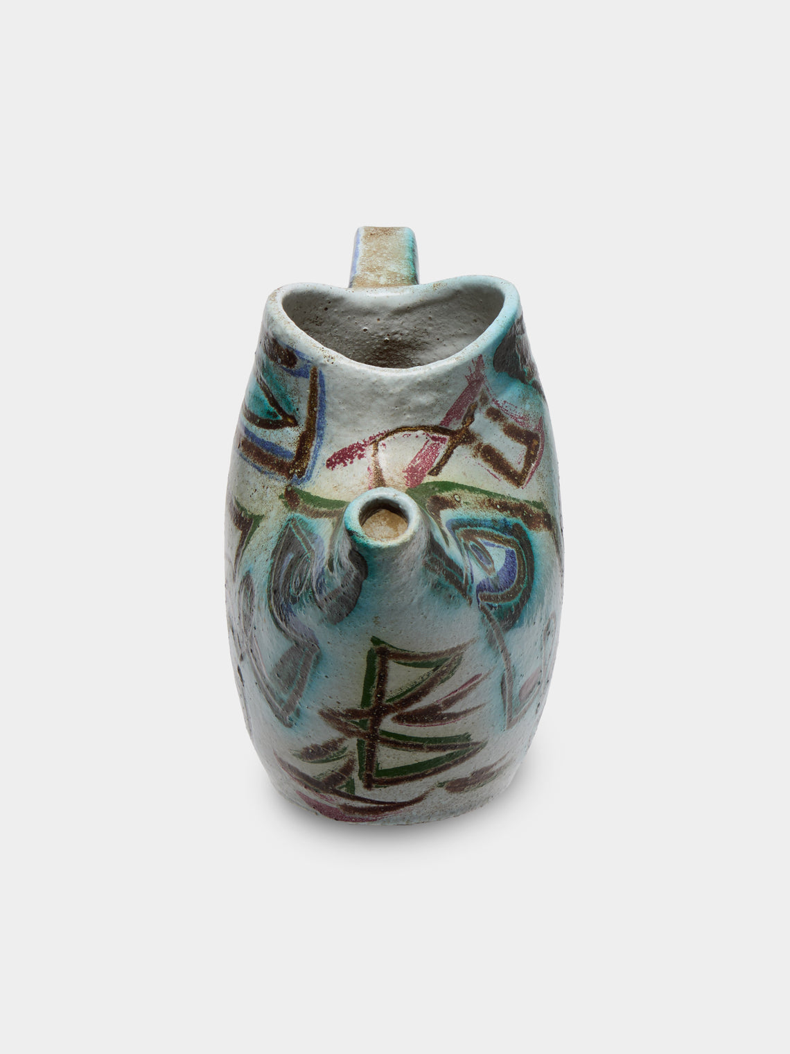 Antique and Vintage - Mid-Century Accolay Ceramic Pitcher - Blue - ABASK