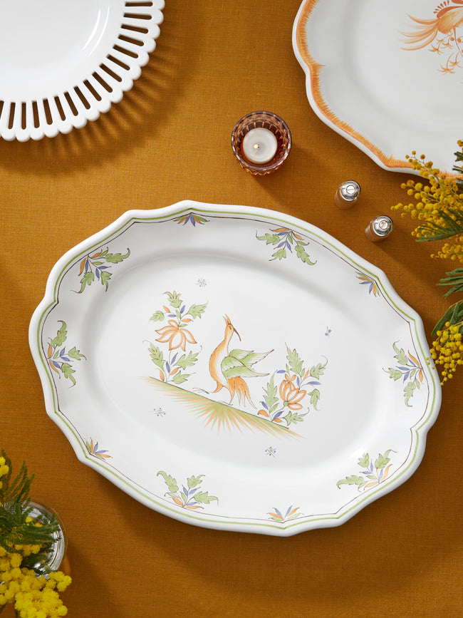 Bourg Joly Malicorne - Moustiers Hand-Painted Ceramic Oval Serving Dish -  - ABASK
