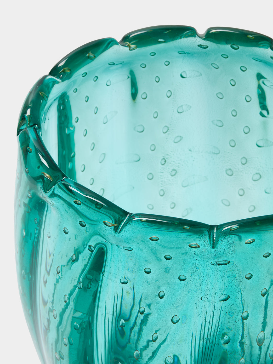 Antique and Vintage - Mid-Century Fratelli Toso Glass Vase (13in/33cm) - Blue - ABASK