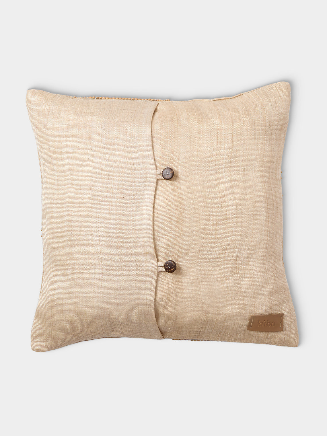 Kubo Curated - Wave Beaded T'nalak Cloth Cushion (17.5in/45cm) - Beige - ABASK