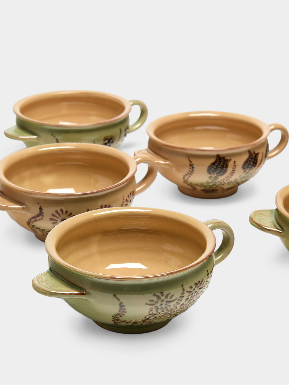 Poterie d’Évires - Flowers Hand-Painted Ceramic Mini Soup Bowls (Set of 6) - Multiple - ABASK