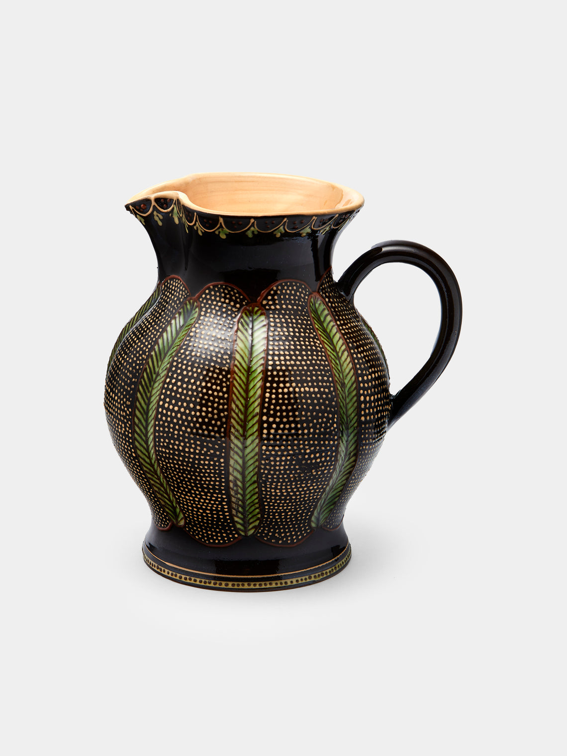 Poterie d’Évires - Dots Hand-Painted Ceramic Large Round Jug - Dark brown - ABASK