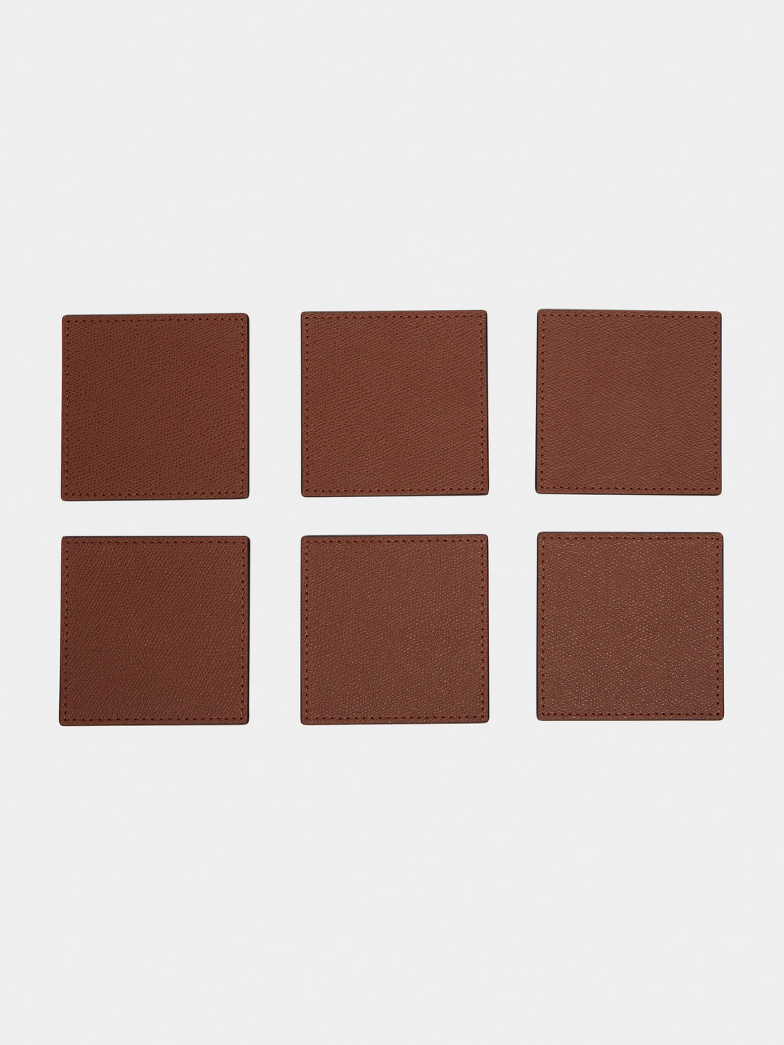 Giobagnara - Tao Leather Square Coasters (Set of 6) - Brown - ABASK