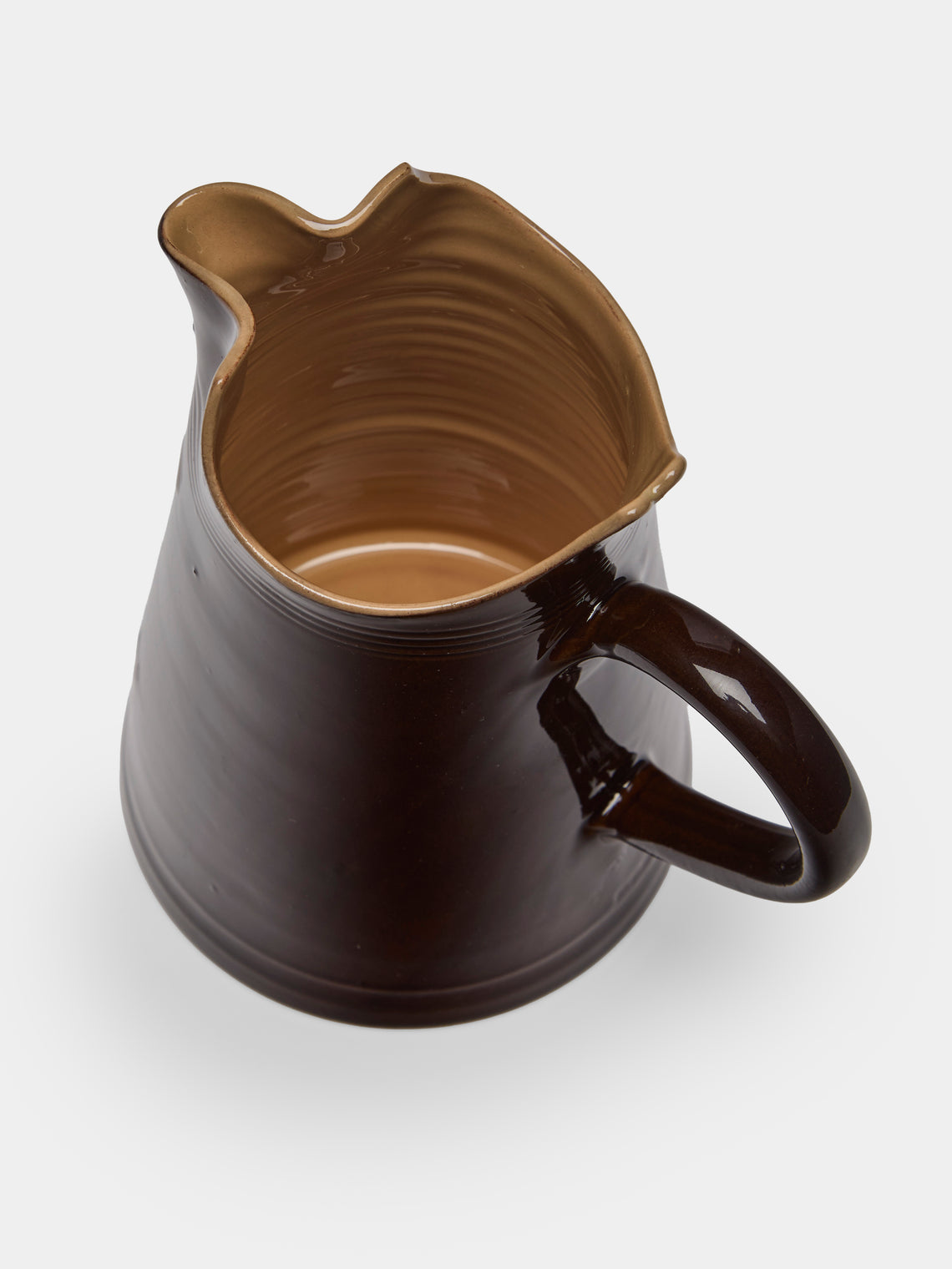 Poterie d’Évires - Owls Hand-Painted Ceramic Large Milk Jug - Dark brown - ABASK
