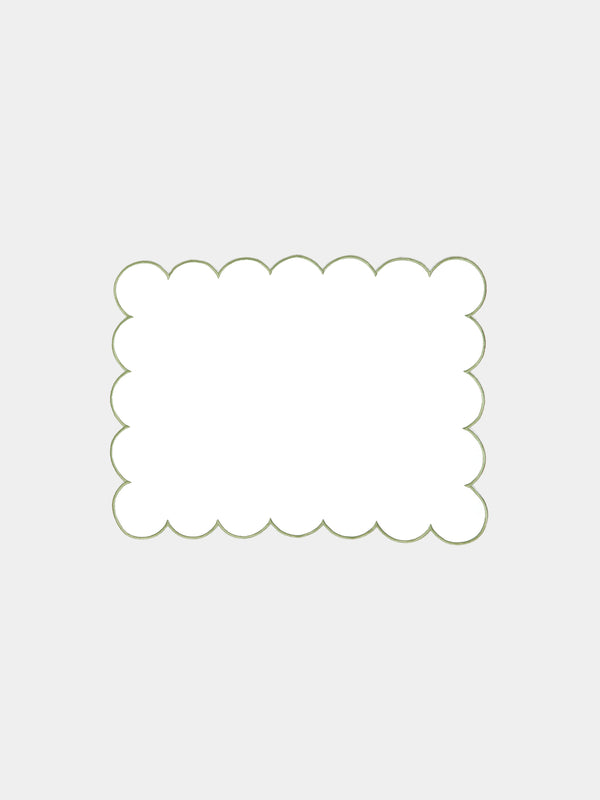 Angela Wickstead - Diletta Scalloped Linen Placemats (Set of 4) - Light green - ABASK - 