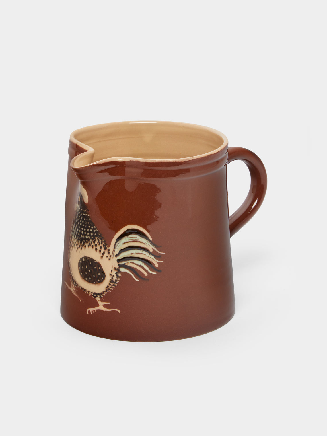 Poterie d’Évires - Chickens Hand-Painted Ceramic Straight-Edge Jug -  - ABASK - 