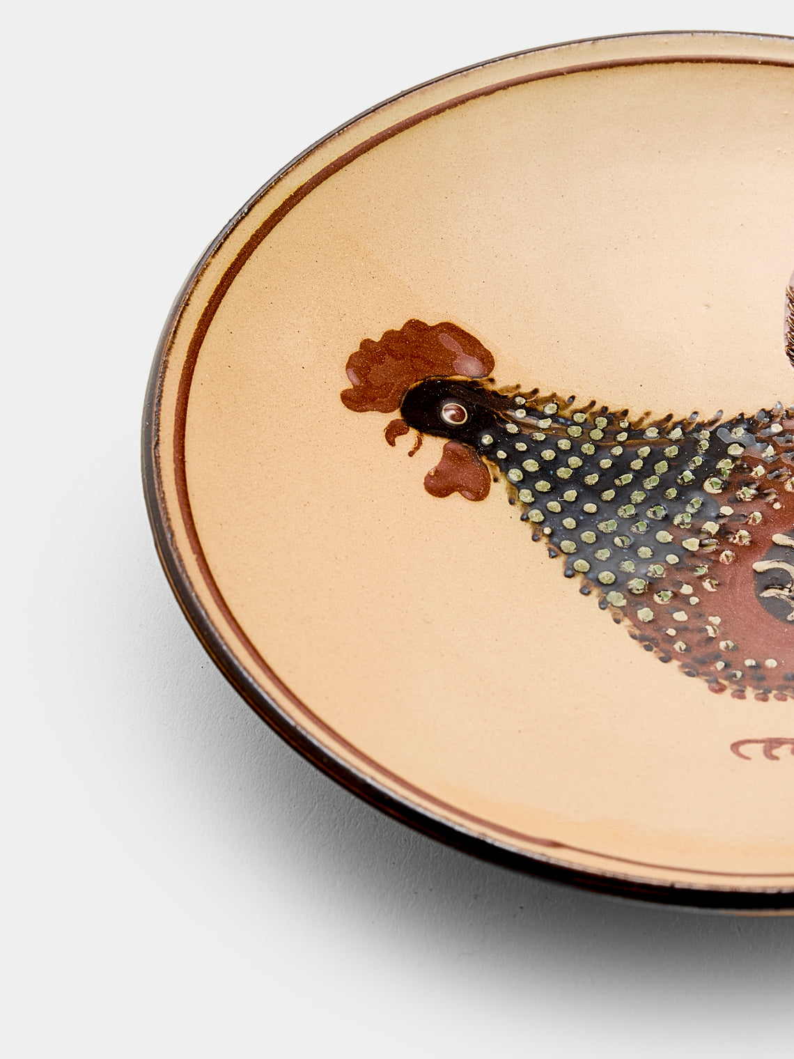 Poterie d’Évires - Animals Hand-Painted Ceramic Small Raised Plates (Set of 6) - Cream - ABASK