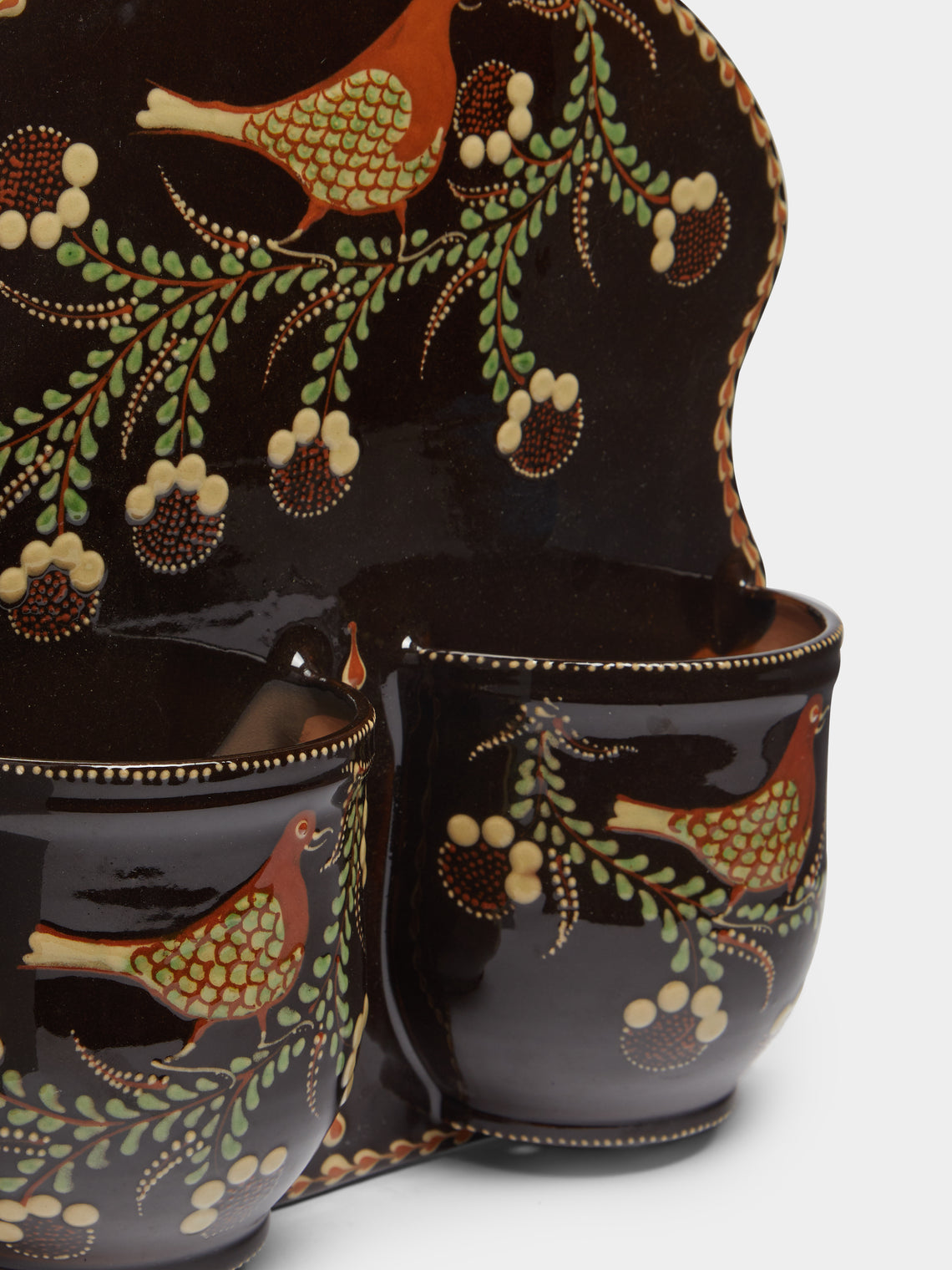 Poterie d’Évires - Birds Hand-Painted Ceramic Double Utensil Holder -  - ABASK