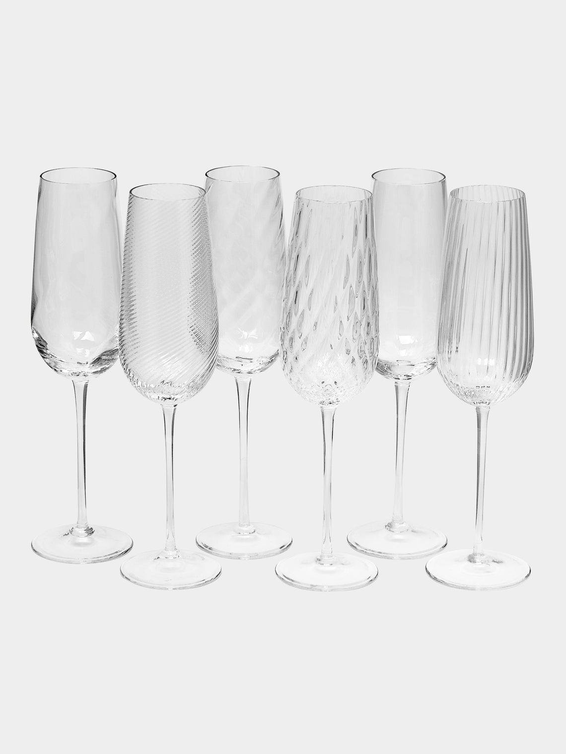 NasonMoretti - Tolomeo Hand-Blown Murano Glass Champagne Flutes (Set of 6) -  - ABASK - 