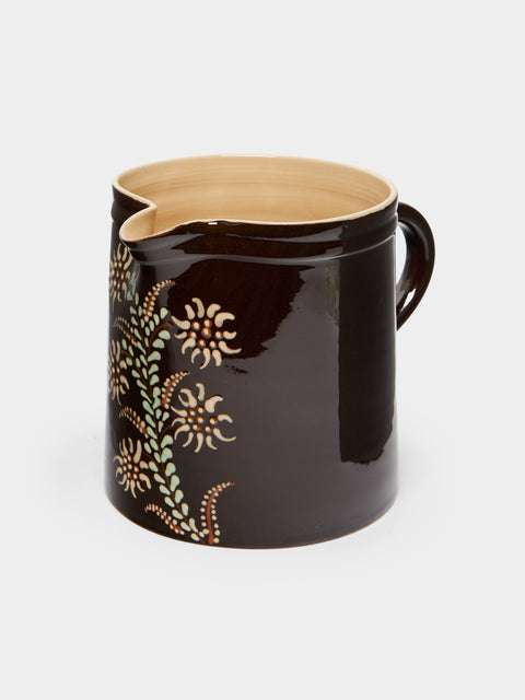 Poterie d’Évires - Flowers Hand-Painted Ceramic Straight-Edge Jug -  - ABASK - 