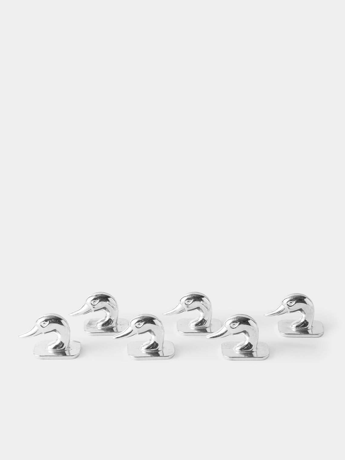 Antique and Vintage - Mid Century Silver Plated Duck Placecard Holders (Set of 6) - Silver - ABASK