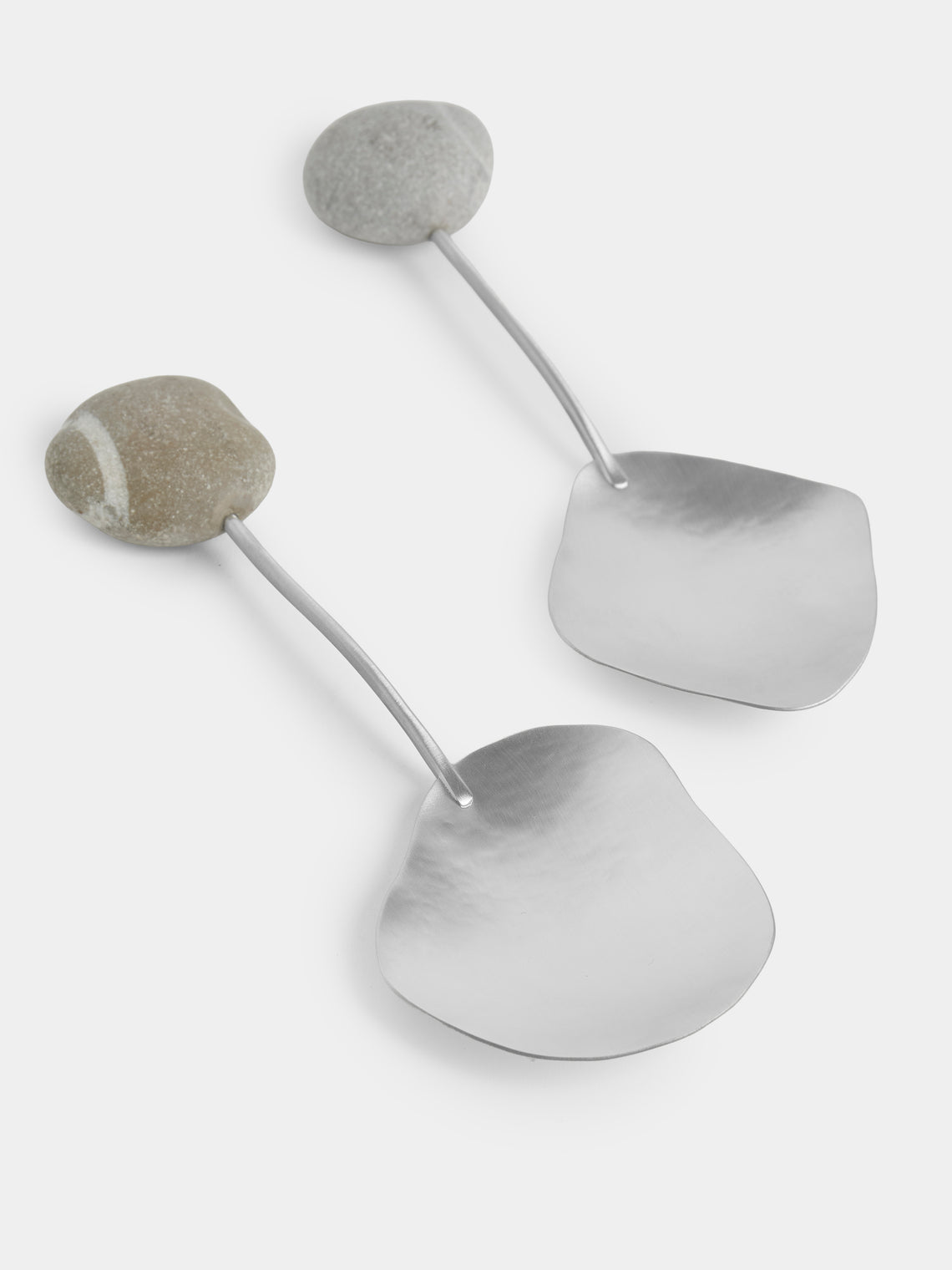 Thalia Maria Silver - Sterling Silver and Pebble Servers (Set of 2) - Silver - ABASK