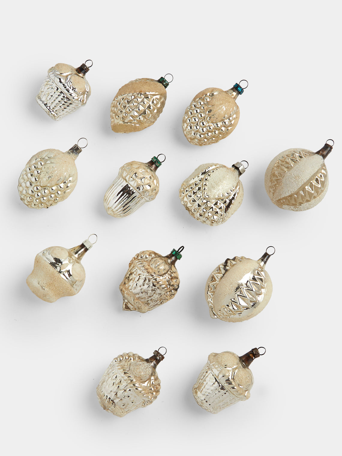 Antique and Vintage - Early-20th-Century Desserts Glass Baubles (Set of 12) - Silver - ABASK