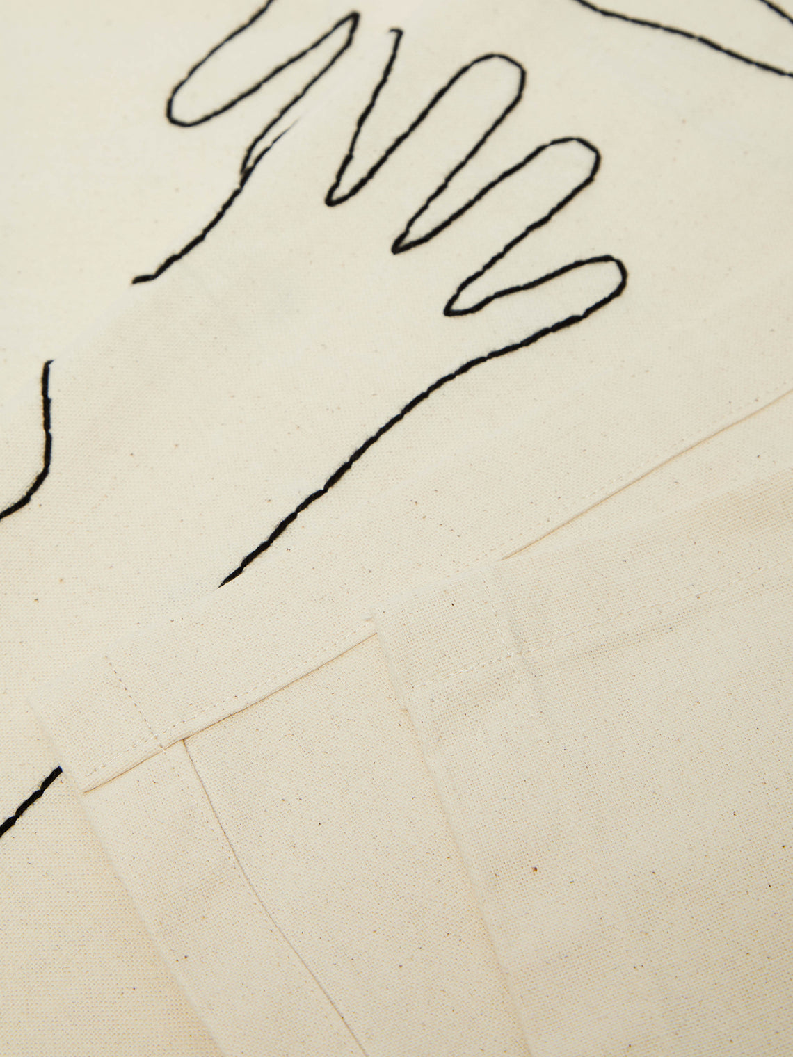 Oeuvres Sensibles - 'A Lot of Hands' Hand-Embroidered Linen Table Runner -  - ABASK