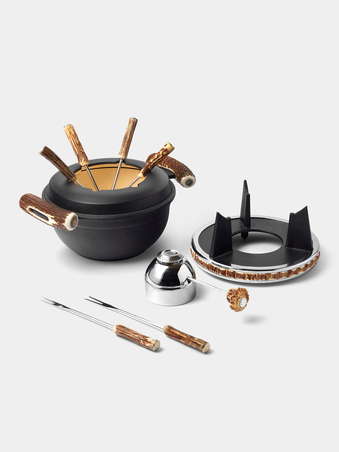 Lorenzi Milano - Stag Antler Fondue Set - Black - ABASK