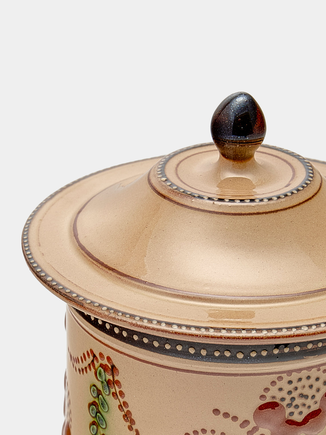 Poterie d’Évires - Flowers Hand-Painted Ceramic Small Lidded Jar - Cream - ABASK