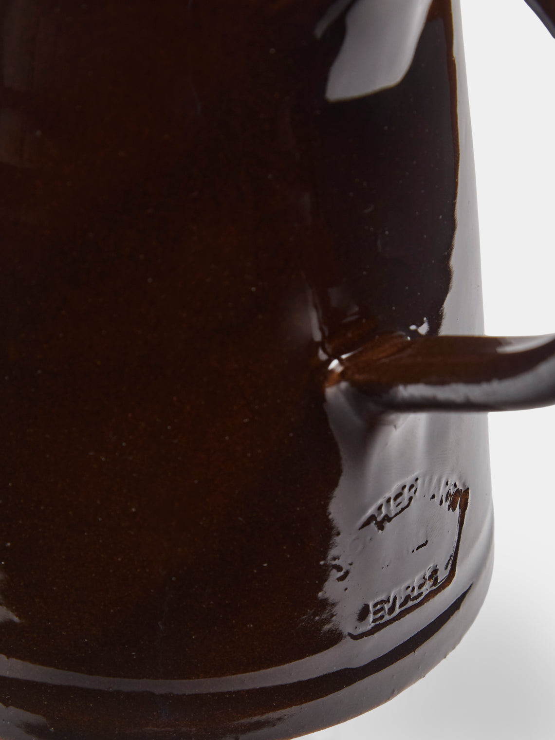 Poterie d’Évires - Flowers Hand-Painted Ceramic Milk Jug - Dark brown - ABASK