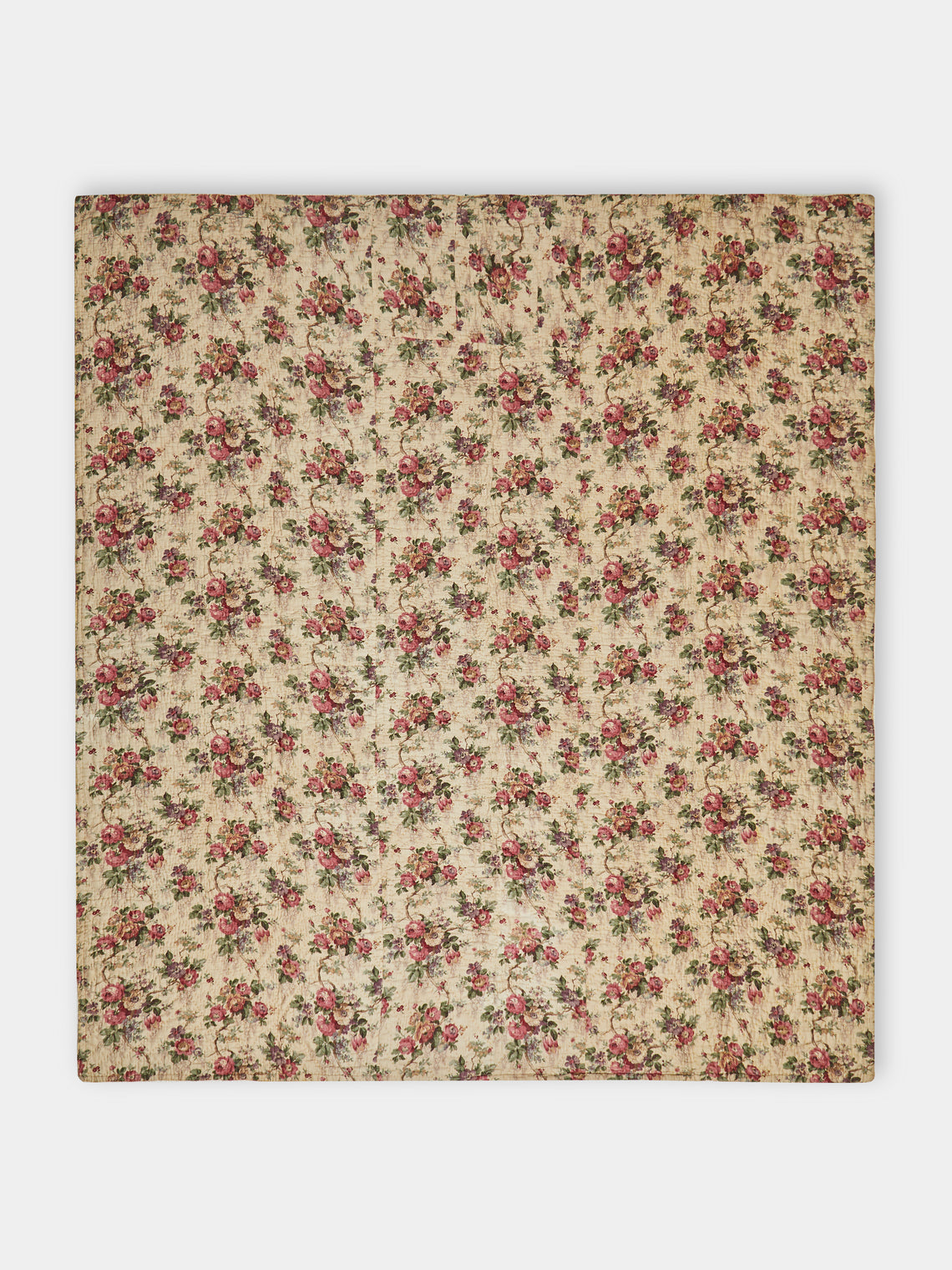 Antique and Vintage - 1910s Welsh Floral Wholecloth Quilt -  - ABASK