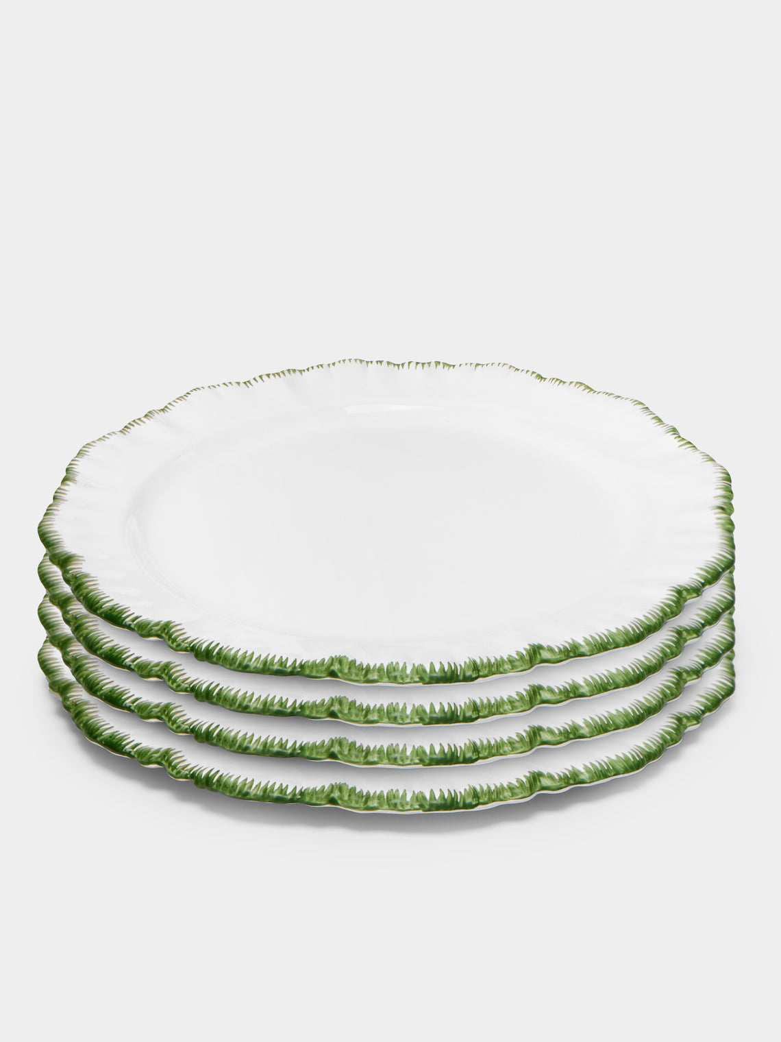 Atelier Soleil - Combed Edge Hand-Painted Ceramic Dinner Plates (Set of 4) -  - ABASK
