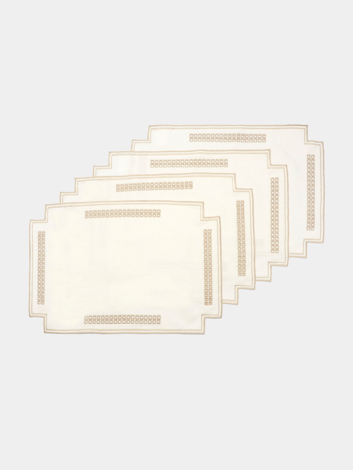 Borgo delle Tovaglie - Eva Embroidered Linen Placemats (Set of 4) - White - ABASK