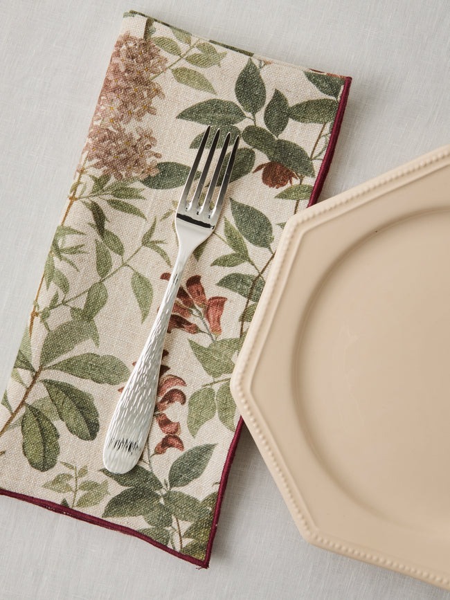 Borgo delle Tovaglie - Amalfi Sottobosco Embroidered Linen Extra Large Napkins (Set of 4) - Red - ABASK