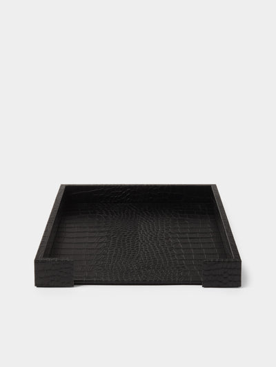 Pinetti - Leather Letter Tray - Black - ABASK - 