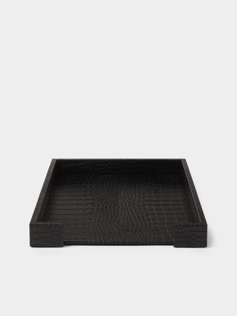 Pinetti - Leather Letter Tray - Black - ABASK - 