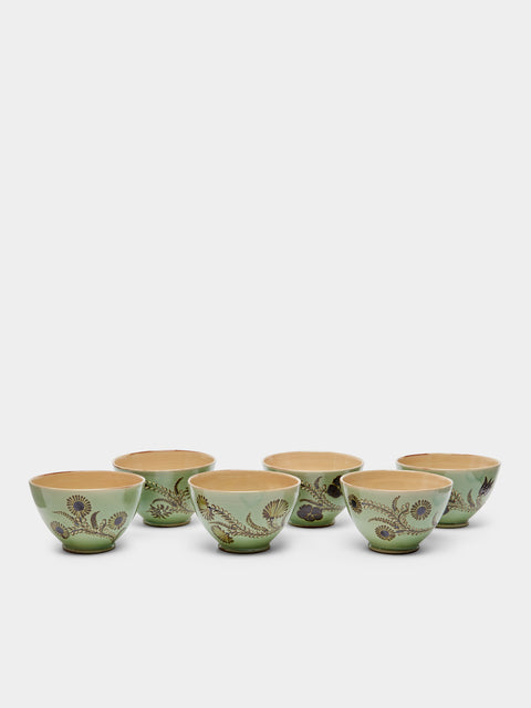 Poterie d’Évires - Flowers Hand-Painted Ceramic Cereal Bowls (Set of 6) -  - ABASK - 