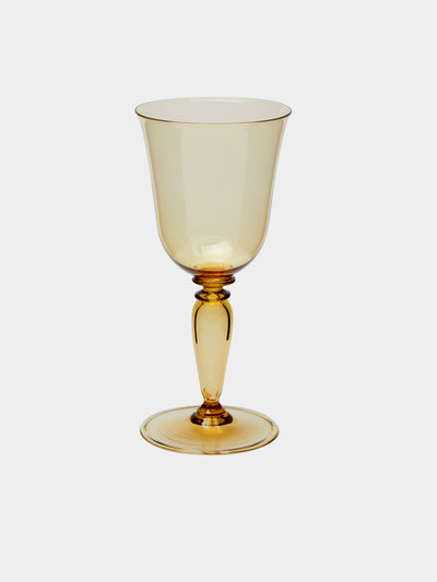 Yali Glass - Roma Hand-Blown Murano White Wine Glasses (Set of 2) - Yellow - ABASK- 