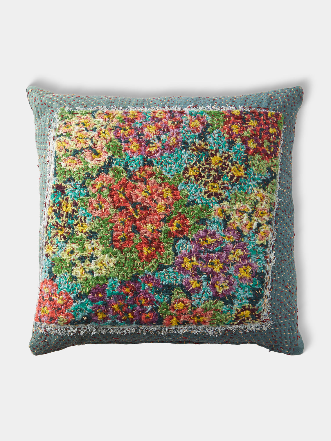 By Walid - 1930s Needlepoint Wool and Linen Cushion (17.5in/45cm) - Multiple - ABASK - 