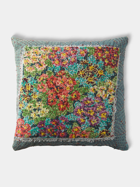 By Walid - 1930s Needlepoint Wool and Linen Cushion (17.5in/45cm) - Multiple - ABASK - 
