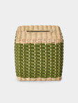 Pigment France - Antibes Leather and Rattan Tissue Box - Green - ABASK - 