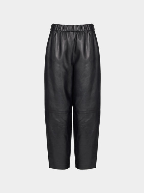 Dusan - Carrot Leather Trousers | Size: M - Navy - ABASK - 