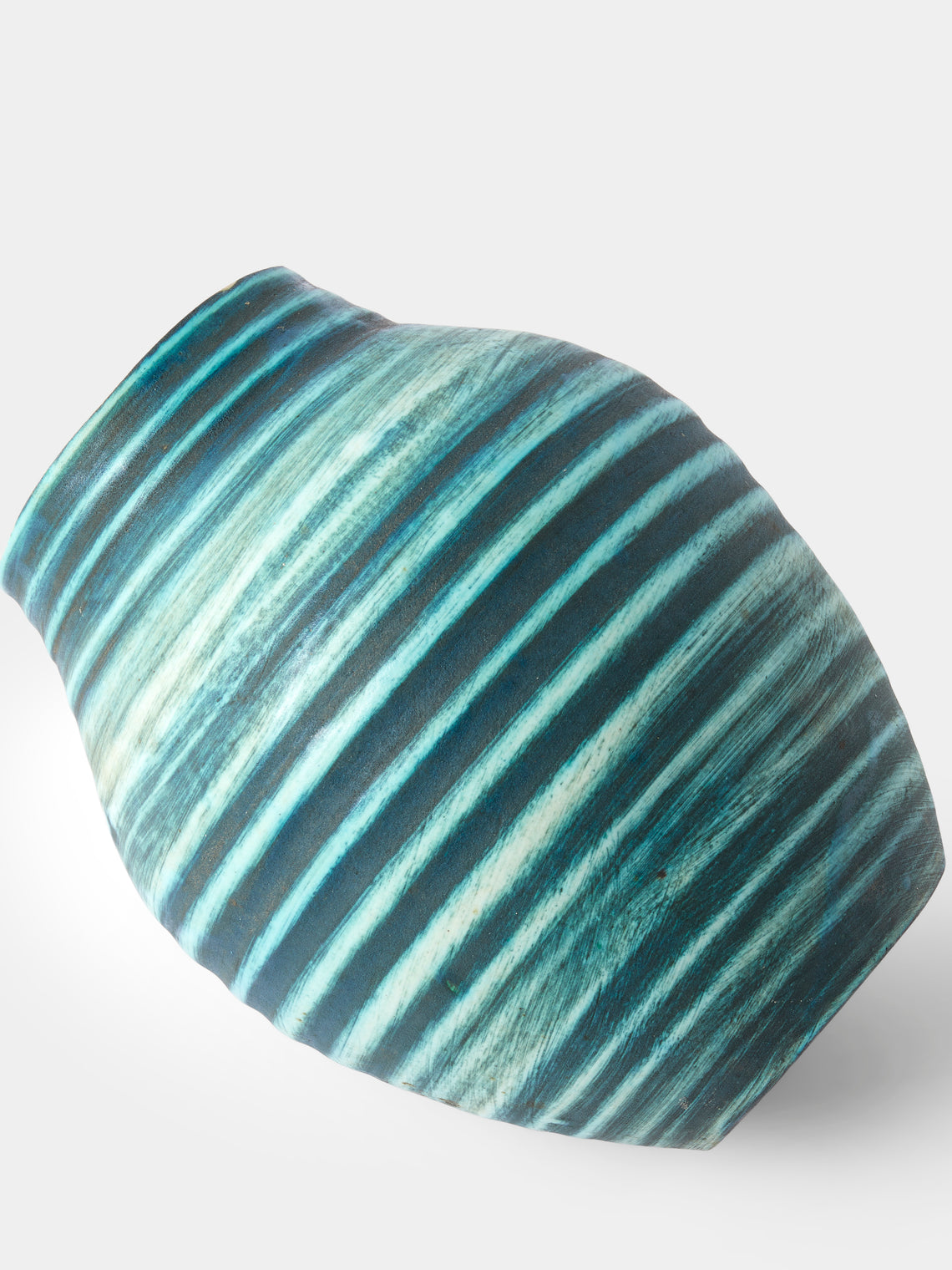Antique and Vintage - 1950s Accolay Ribbed Vase - Blue - ABASK