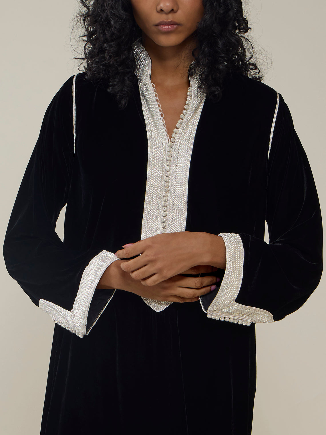 Muzungu Sisters - Alia Hand-Embroidered Velvet Dress | Size: S - Black - ABASK
