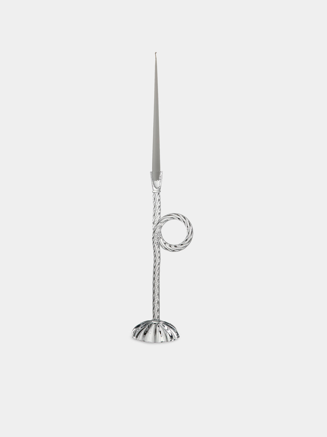 Aina Kari - Venetian Knot Hand-Blown Murano Glass Candlestick Holder - Clear - ABASK