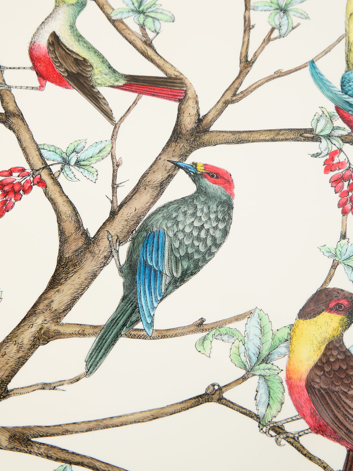 Fornasetti - Uccelli Hand-Painted Wood Tray -  - ABASK