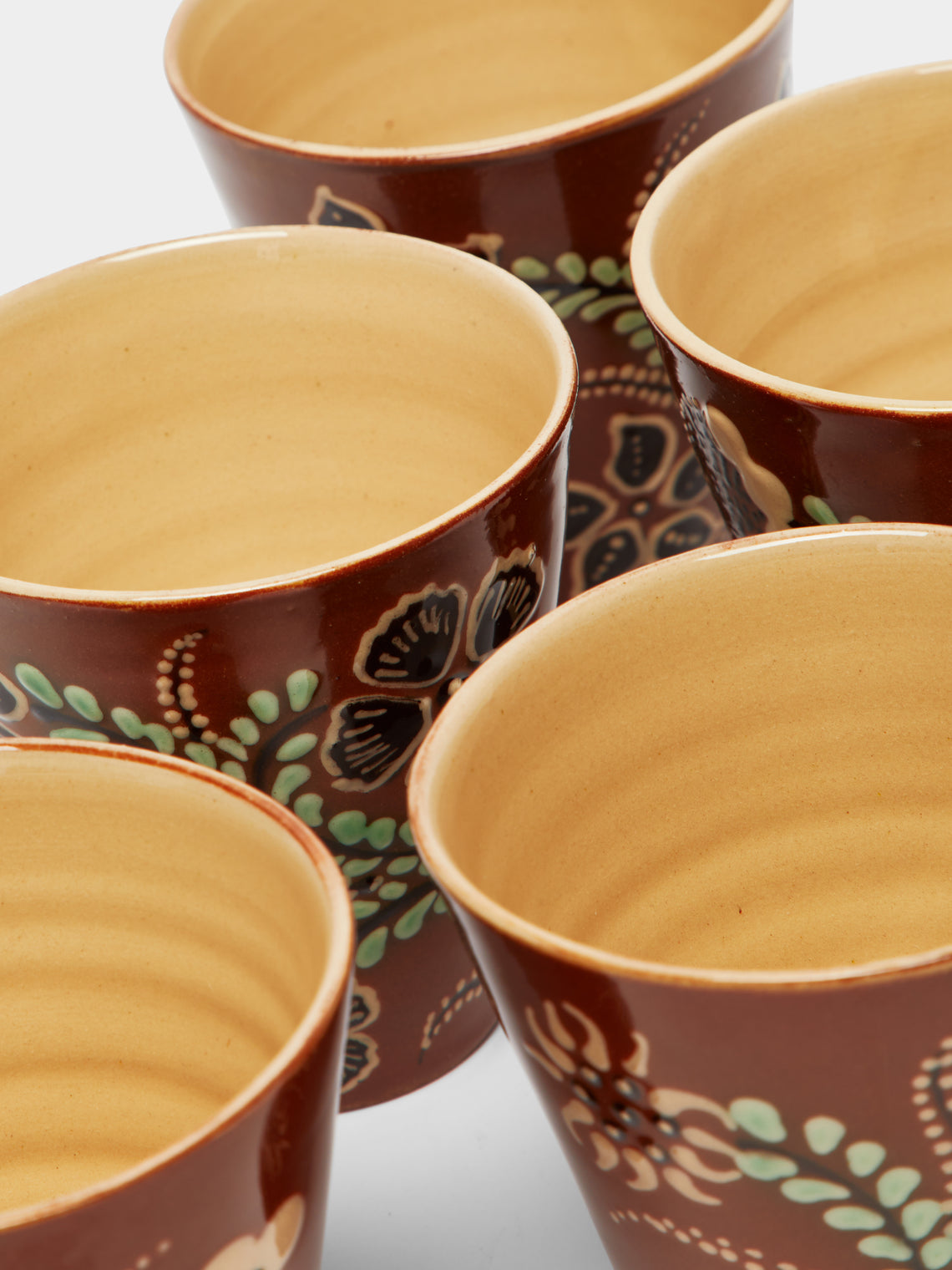 Poterie d’Évires - Flowers Hand-Painted Ceramic Coffee Cups (Set of 6) -  - ABASK