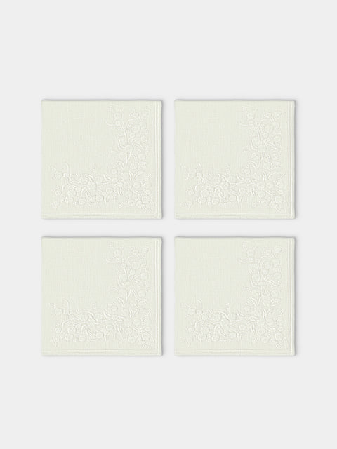 Borgo delle Tovaglie - Venaria Embroidered Linen Napkins (Set of 4) - Ivory - ABASK - 