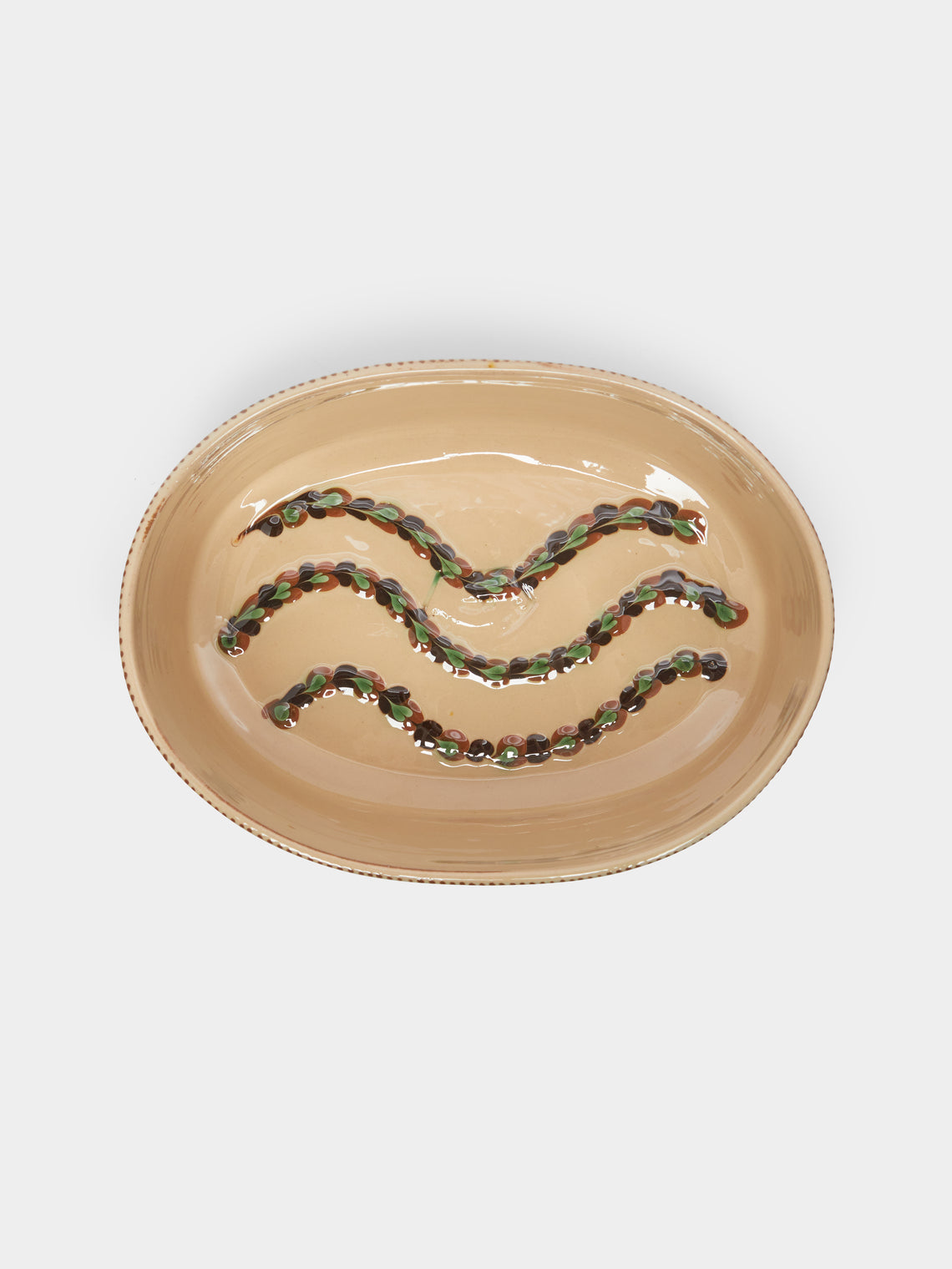 Poterie d’Évires - Flowers Hand-Painted Ceramic Oval Serving Dish -  - ABASK